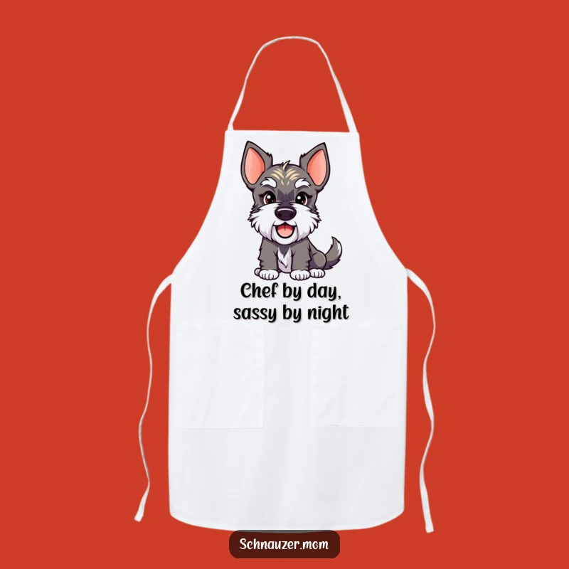Funny Schnauzer Lady Apron - Smirking Chef Dog, Kitchen Fun Gift