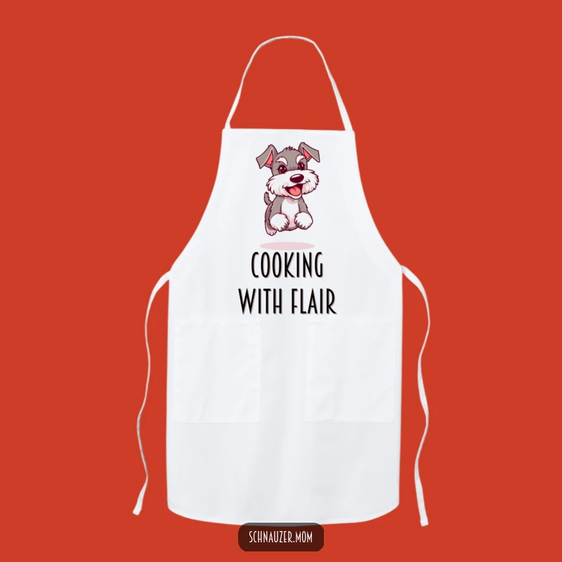 Funny Trotting Schnauzer Lady Apron: Kitchen Joyful Humor Gift