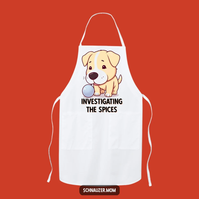 Funny Curious Dog Shiny Object Apron - Hilarious Kitchen Wear for Explorers