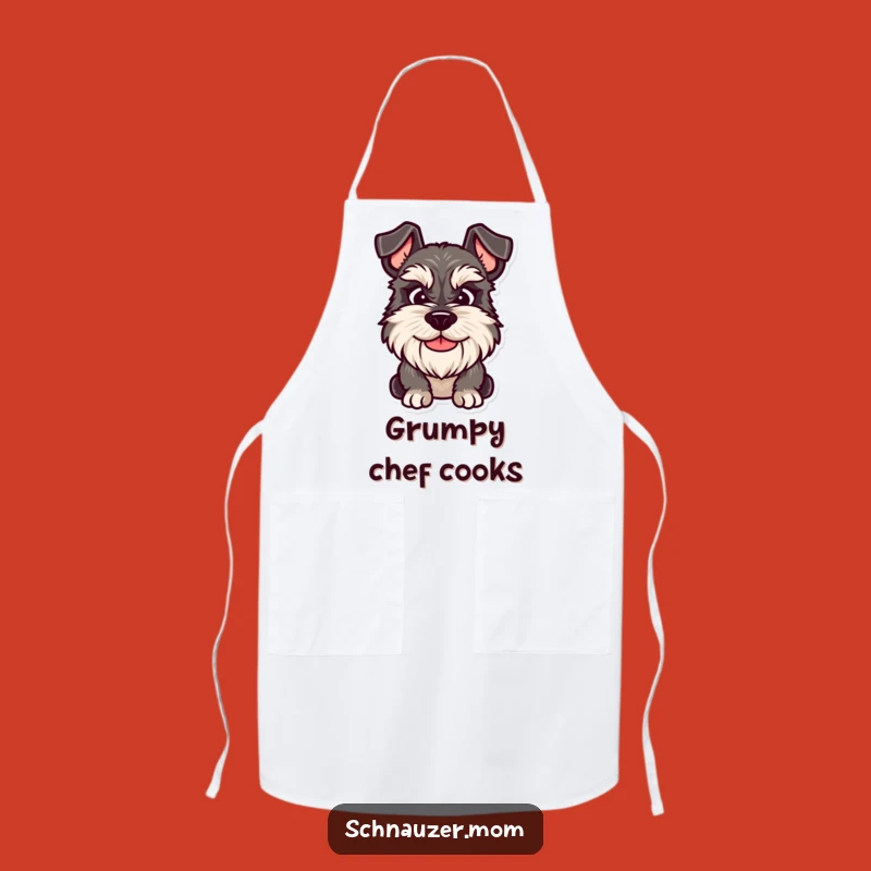Funny Grumpy Schnauzer Smile Apron - Relatable Kitchen Smile Gift.