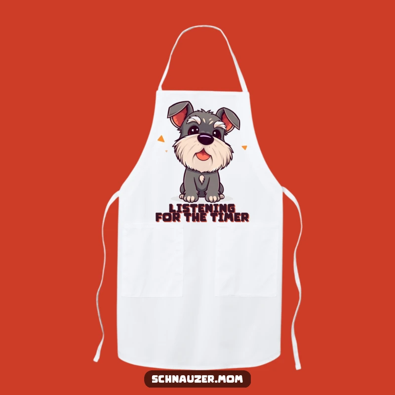 Funny Kawaii Schnauzer Apron: Listening Chef Dog, Kitchen Humorous Gift
