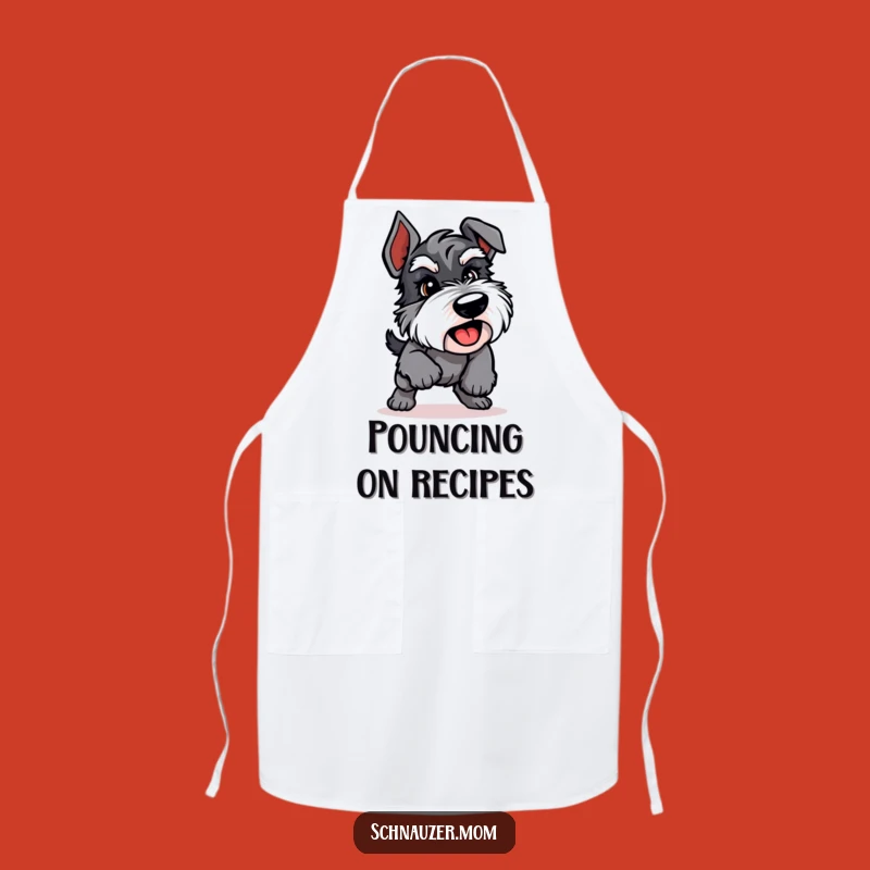 Funny Playful Schnauzer Pounce Apron - Energetic Kitchen Fun Gift.