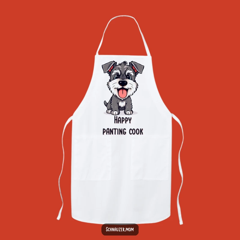 Funny Schnauzer Panting Apron: Happy Dog's Joyful Kitchen Breath!