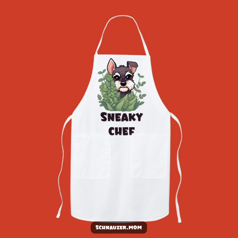 Funny Schnauzer Peeking Apron: Mischievous Dog's Kitchen Secret!