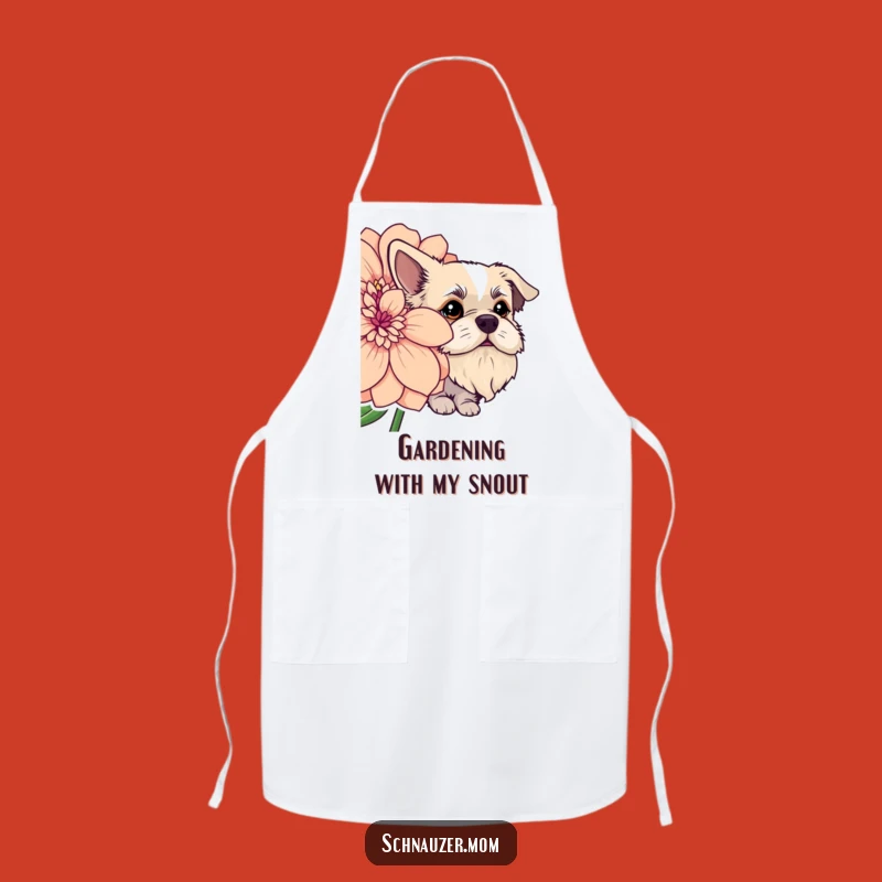 Funny Bearded Dog Flower Peek Apron - Chef's Whimsical Floral Kitchenwear