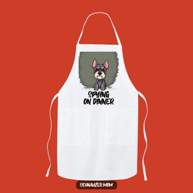 Funny Schnauzer Apron: Playful Shrub Spy Kitchen Guard Gift