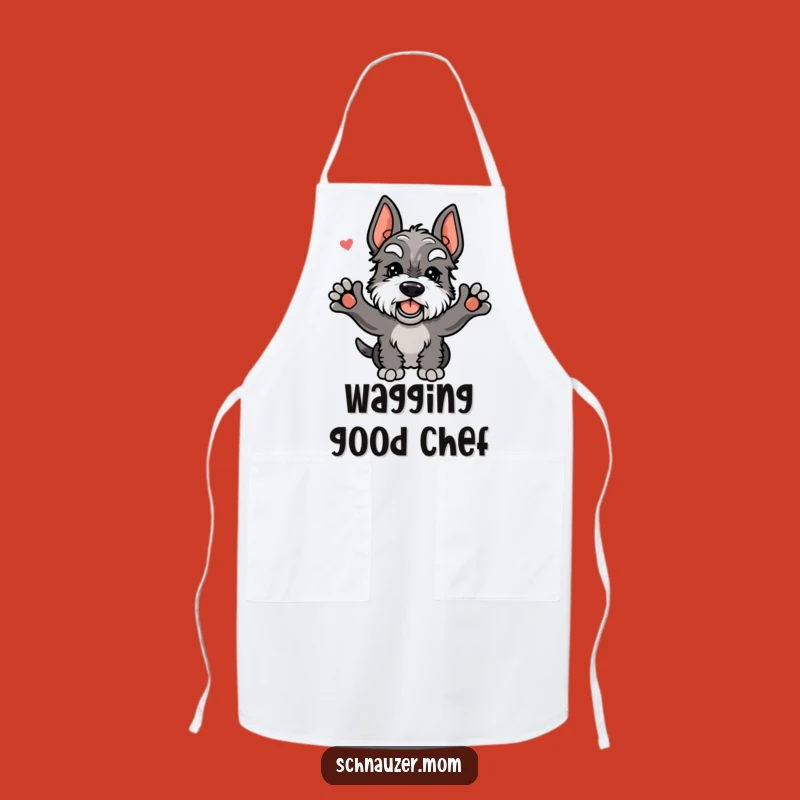 Funny Kawaii Schnauzer Apron - Chef's Joyful Wagging Tail Kitchen Wear