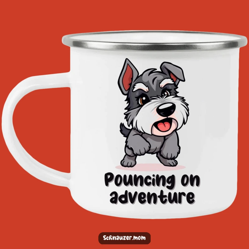 Durable Funny Playful Schnauzer Pounce Camping Mug - Outdoor Energy Gift.