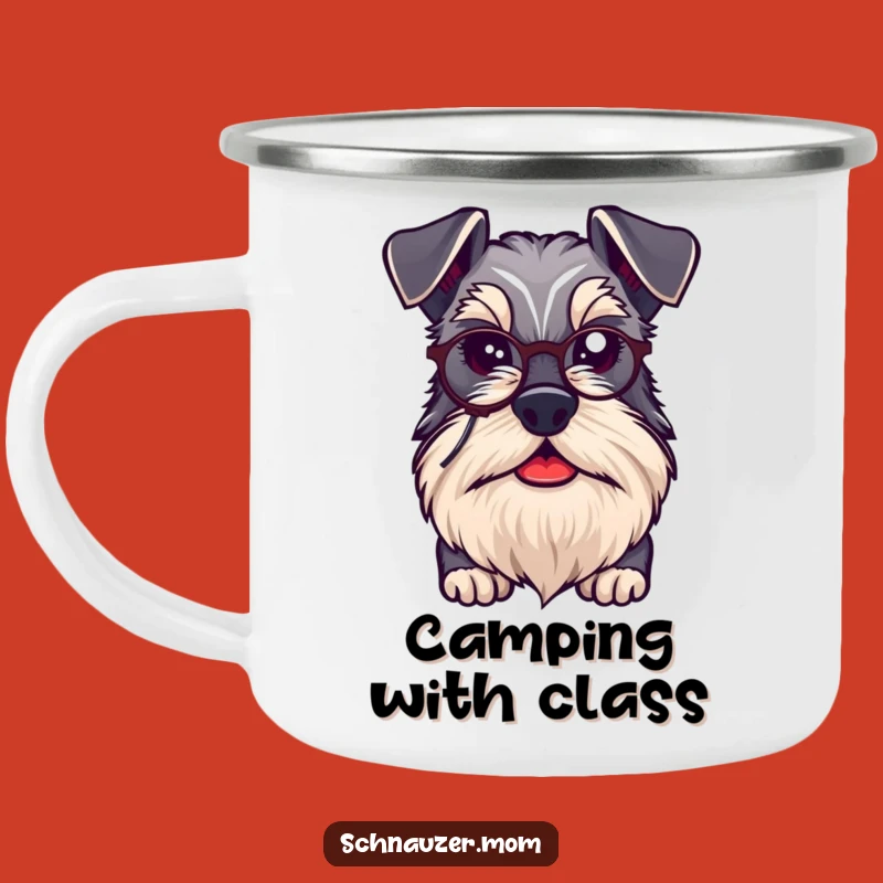 Durable Funny Schnauzer Monocle Camping Mug - Sophisticated Adventure Gift