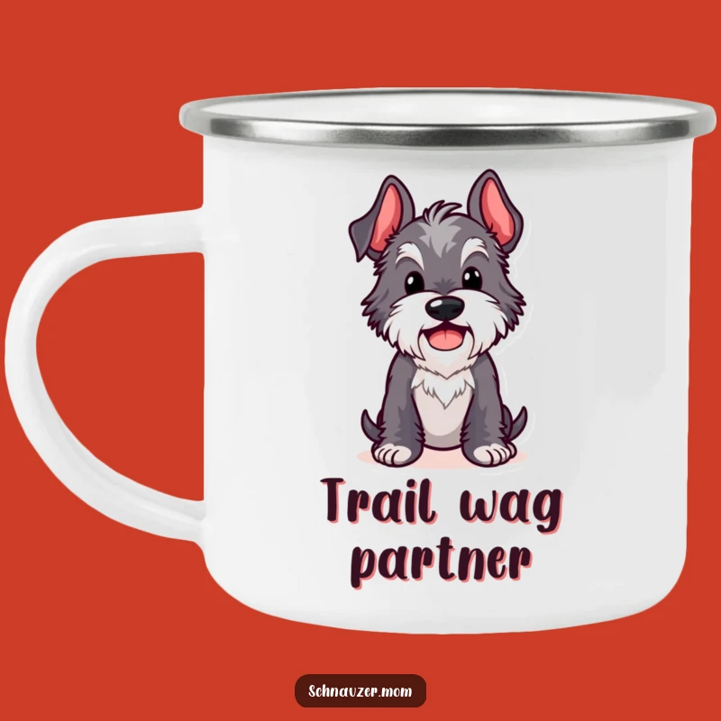 Funny Kawaii Schnauzer Comical Pose Camping Mug - Cheerful Trail Buddy
