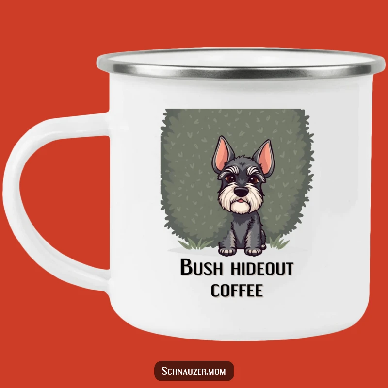 Funny Schnauzer Camping Mug: Shrub Peeker's Outdoor Brew