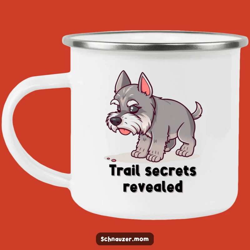 Funny Schnauzer Lady Camping Mug - Sniffing Adventure, Outdoor Humor Gift