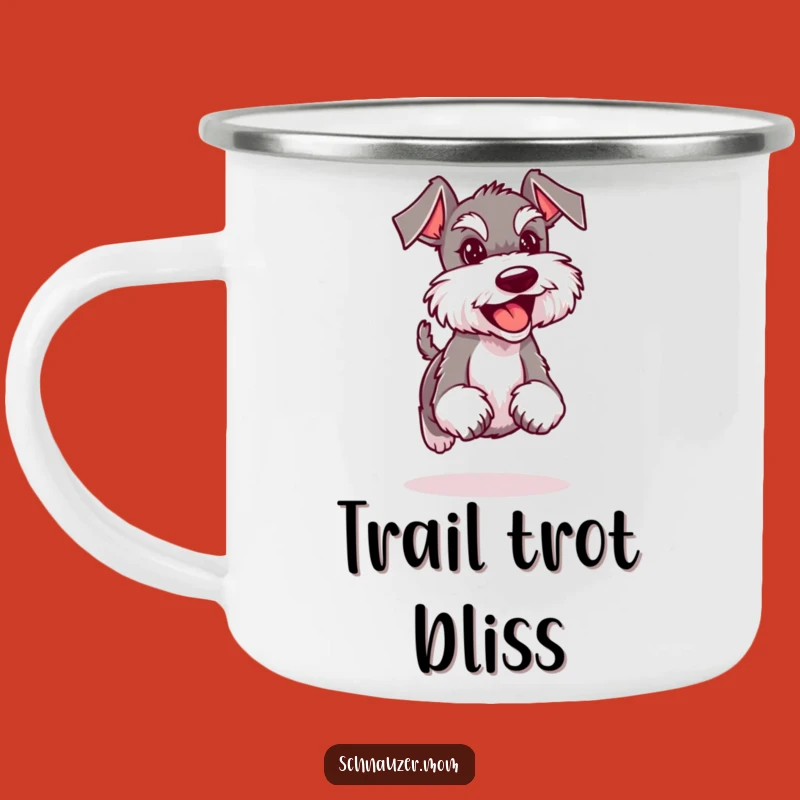 Funny Trotting Schnauzer Lady Camping Mug: Happy Adventure Gift