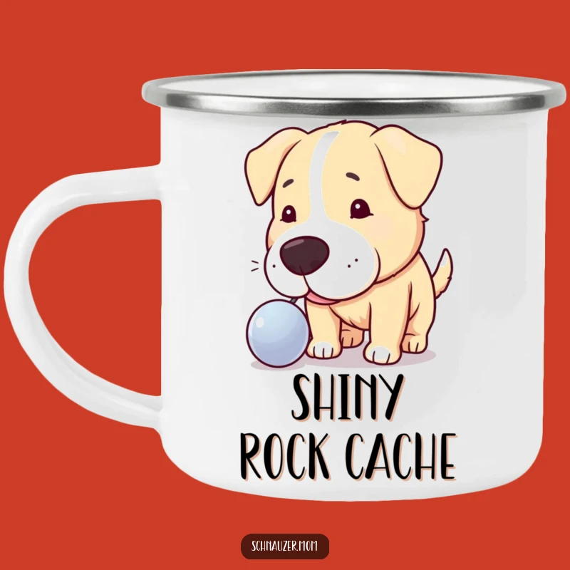 Funny Curious Dog Shiny Object Camping Mug - Durable & Hilarious Outdoor Explorer Gift