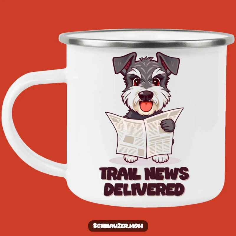 Funny Schnauzer Newspaper Fetch Camping Mug - Adventure with Service