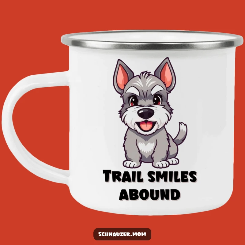 Funny Schnauzer Camping Mug - Happy Grin & Wag - Outdoor Gift