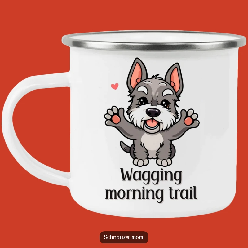 Funny Kawaii Schnauzer Camping Mug - Outdoor Greeting Wagging Tail Cup