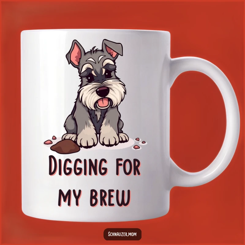 Funny Digging Schnauzer Lady Mug: Energetic Canine Adventure Gift