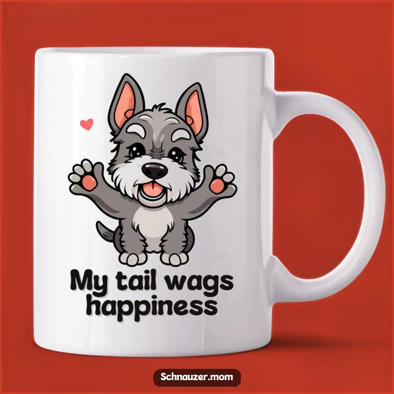 Funny Kawaii Schnauzer Mug - Enthusiastic Wagging Tail Gift for Dog Lovers