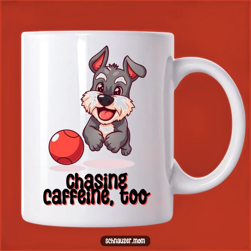 Funny Schnauzer Ball Chase Mug - Determined Playful Dog Gift