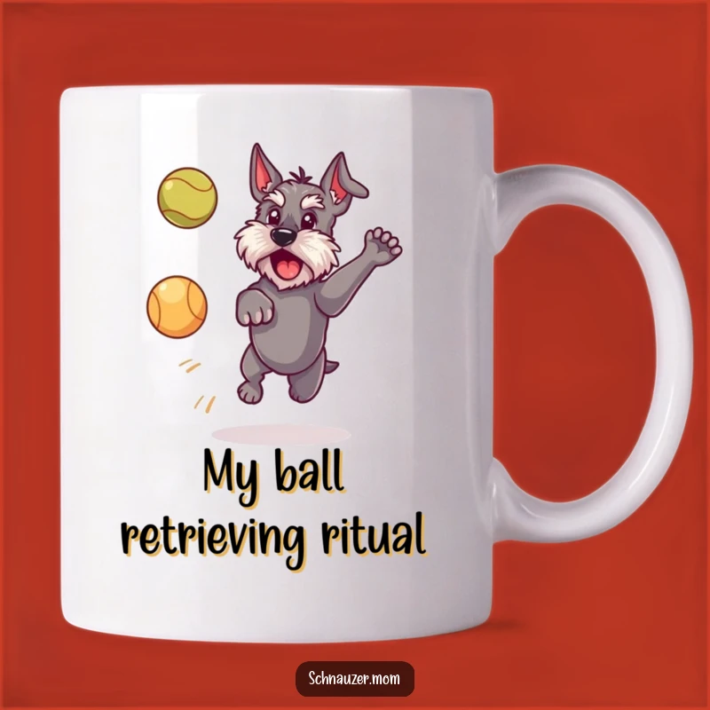 Funny Schnauzer Dog Catching Ball Mug: Perfect Playful Pup Gift