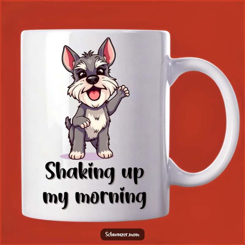 Funny Schnauzer Lady Mug: Excited Shake, Energetic Dog Gift