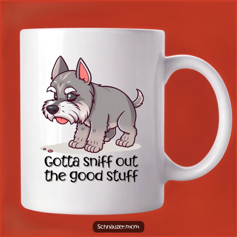Funny Schnauzer Lady Mug - Curious Sniffing Dog, Enthusiastic Gift