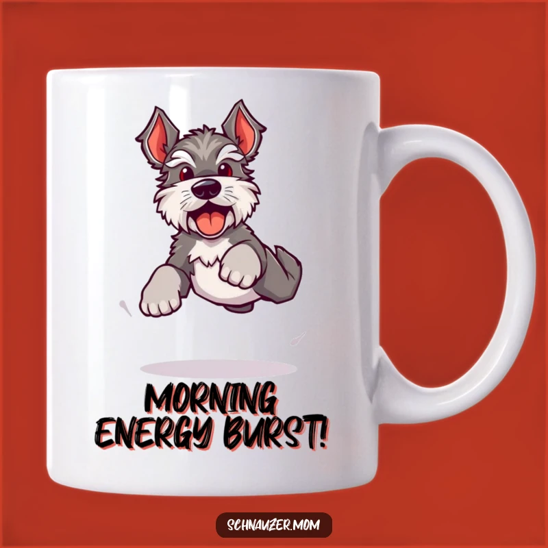 Funny Kawaii Schnauzer Mug: Energetic Leap, Happy Barks Gift for Dog Lovers