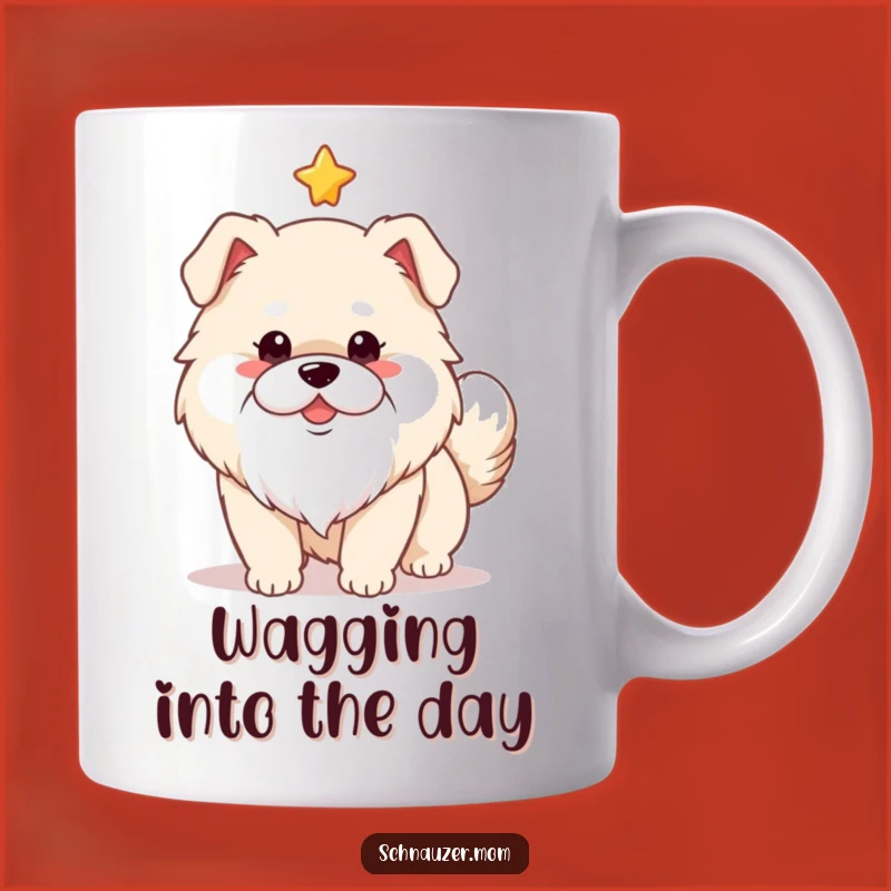 Funny Fluffy Dog White Beard Star Mug - Adorable Wagging Tail Gift