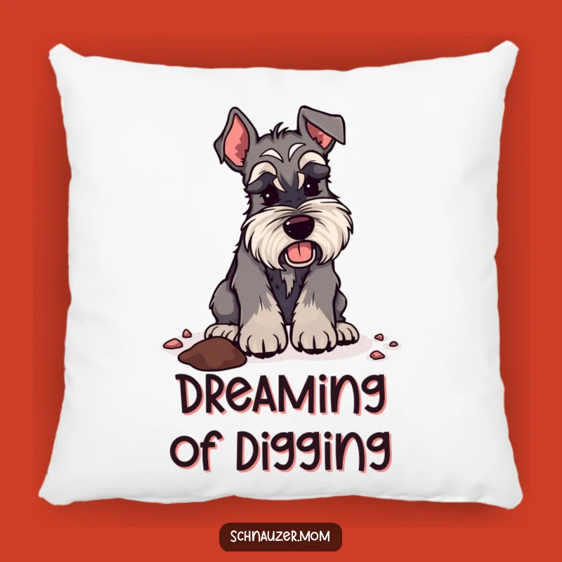 Funny Schnauzer Lady Digging Pillow: Comfy Adventure Decor Gift