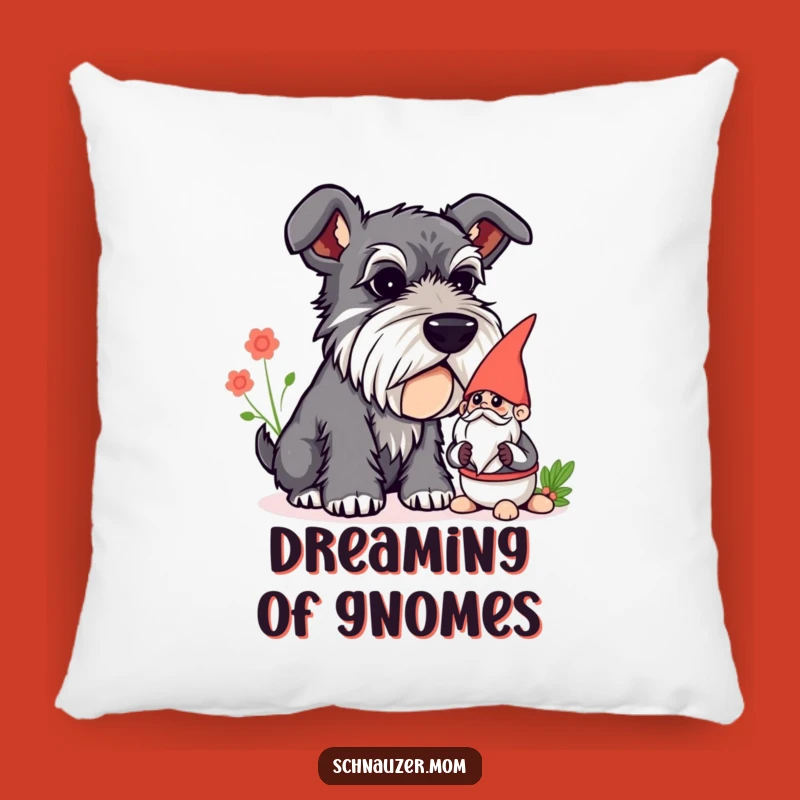 Cozy Funny Curious Schnauzer Gnome Sniff Pillow - Whimsical Dog Decor Gift.