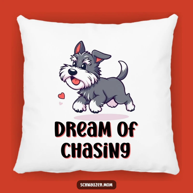 Funny Kawaii Schnauzer Pillow - Dizzy Tail Chase Accent Gift