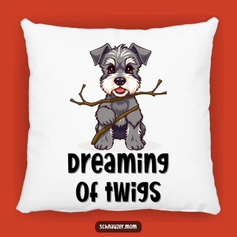 Funny Kawaii Schnauzer Twig Pillow - Proud Companion Cushion
