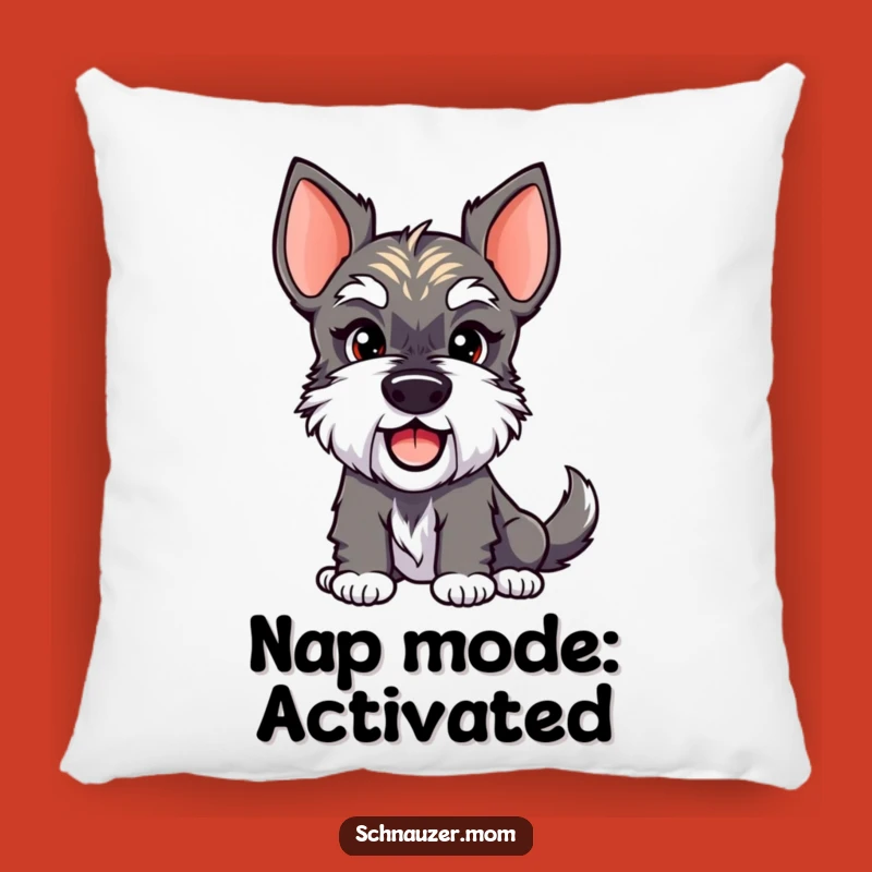 Funny Schnauzer Lady Pillow - Smirk & Wagging Tail, Cozy Comical Gift