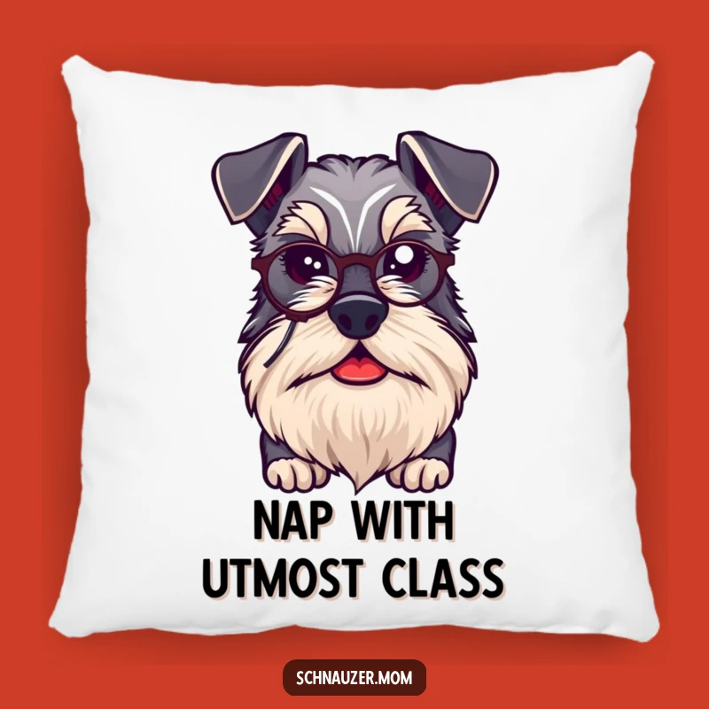 Comforting Funny Schnauzer Monocle Pillow - Cozy Dog Accent Gift