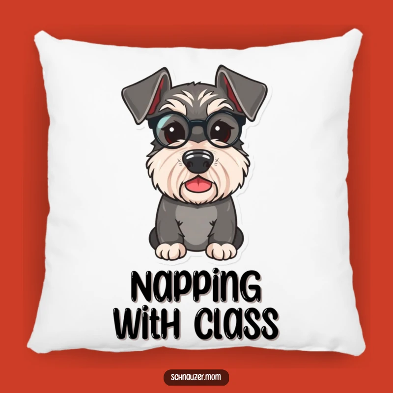 Funny Schnauzer Monocle Pillow - Cozy Elegant Dog Accent