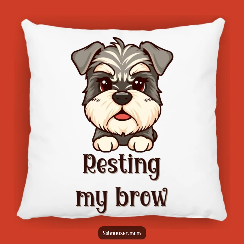 Funny Schnauzer Thought Pillow: Comfy Pondering Cushion, Adorable Funny Gift