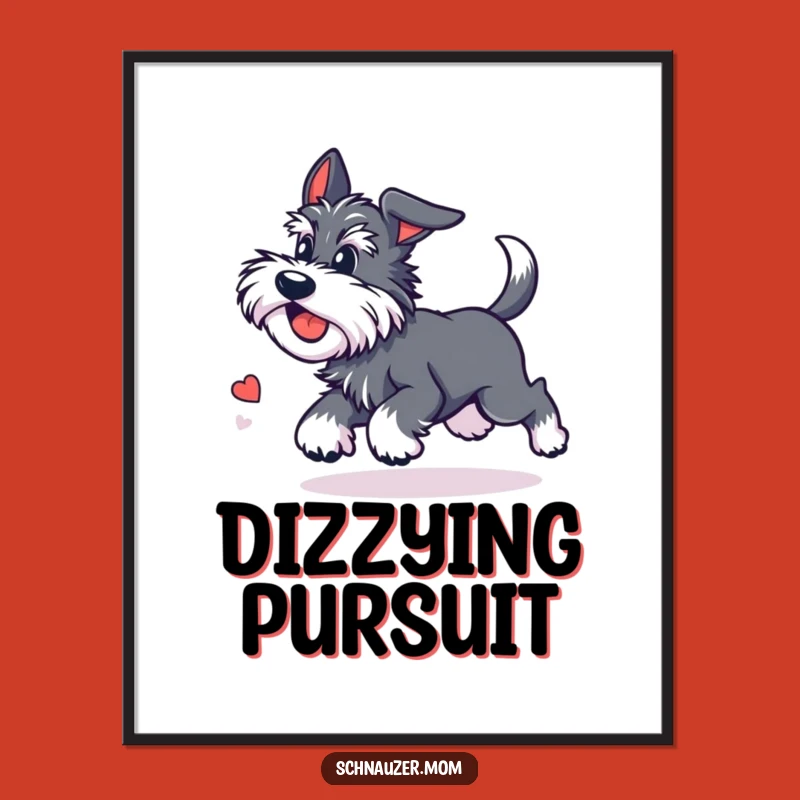Funny Kawaii Schnauzer Digital Art - Tail Chase Printable Wall Art Gift