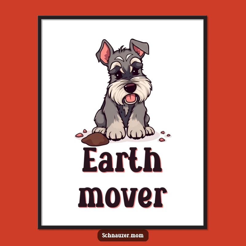 Funny Digging Schnauzer Lady Digital Art: Energetic Decor Gift