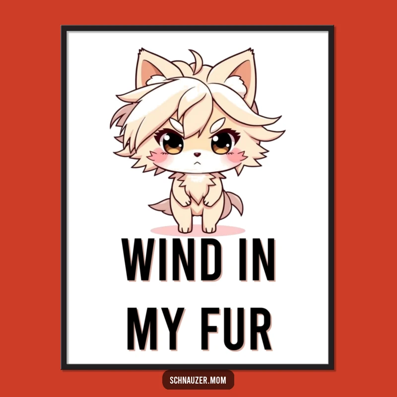 Funny Digital Print: Determined Windblown Character, Perfect Instant Gift