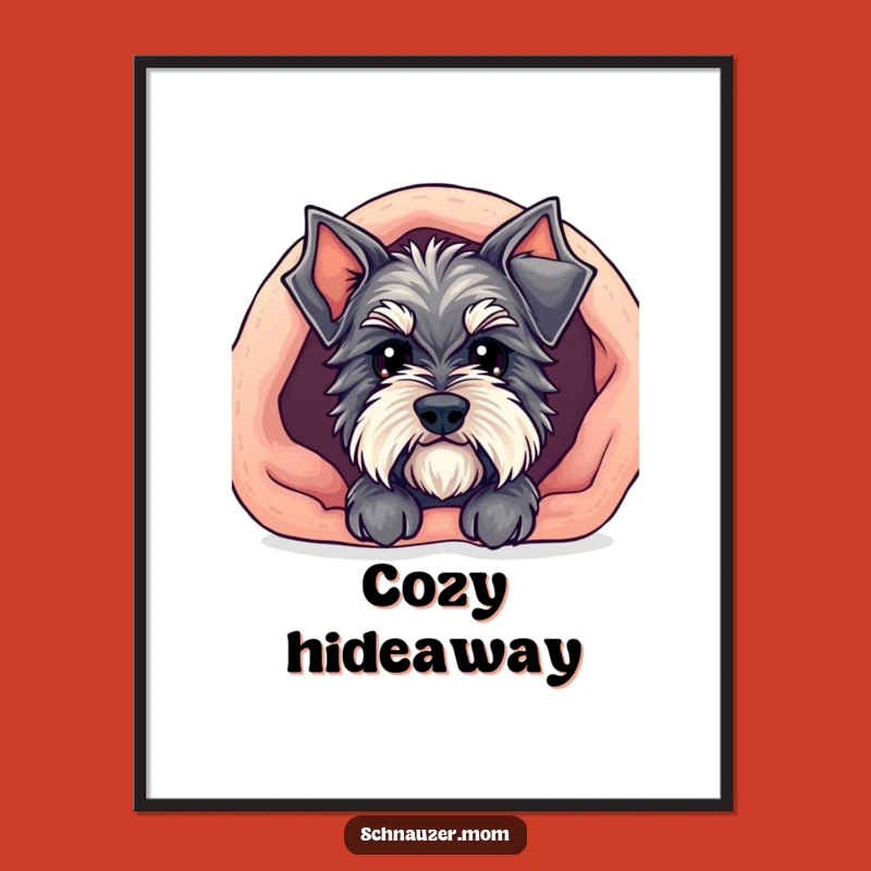 Funny Kawaii Schnauzer Digital Art - Blanket Peek Printable Wall Art Gift