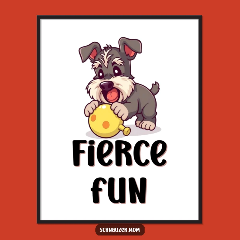 Funny Pouncing Schnauzer Lady Toy Digital Art: Playful Decor Gift