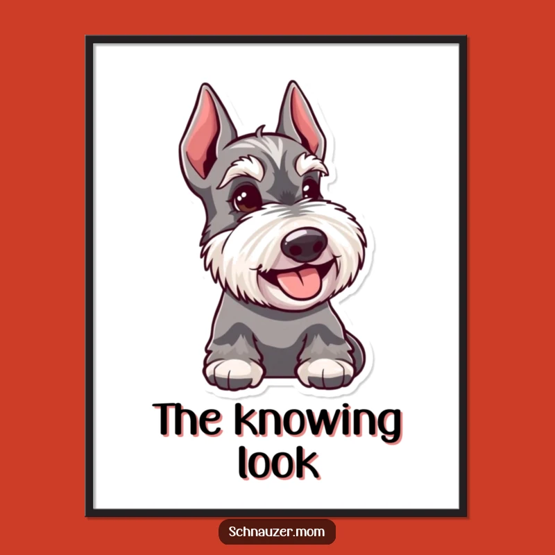 Funny Schnauzer Digital Art: Knowing Glance Wall Decor Gift