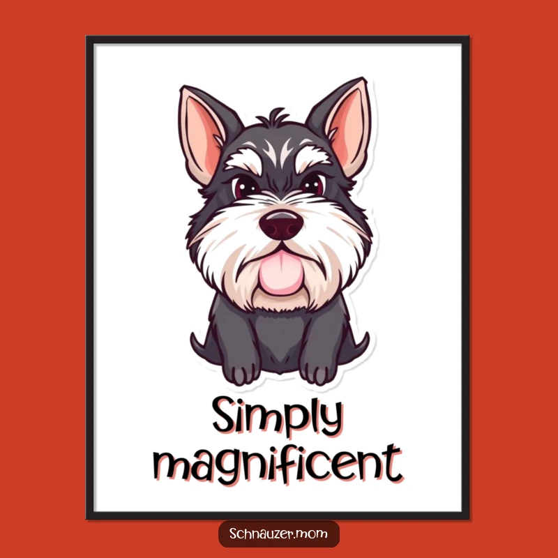 Funny Schnauzer Lady Mustache Digital Art: Sophisticated Canine Decor Gift