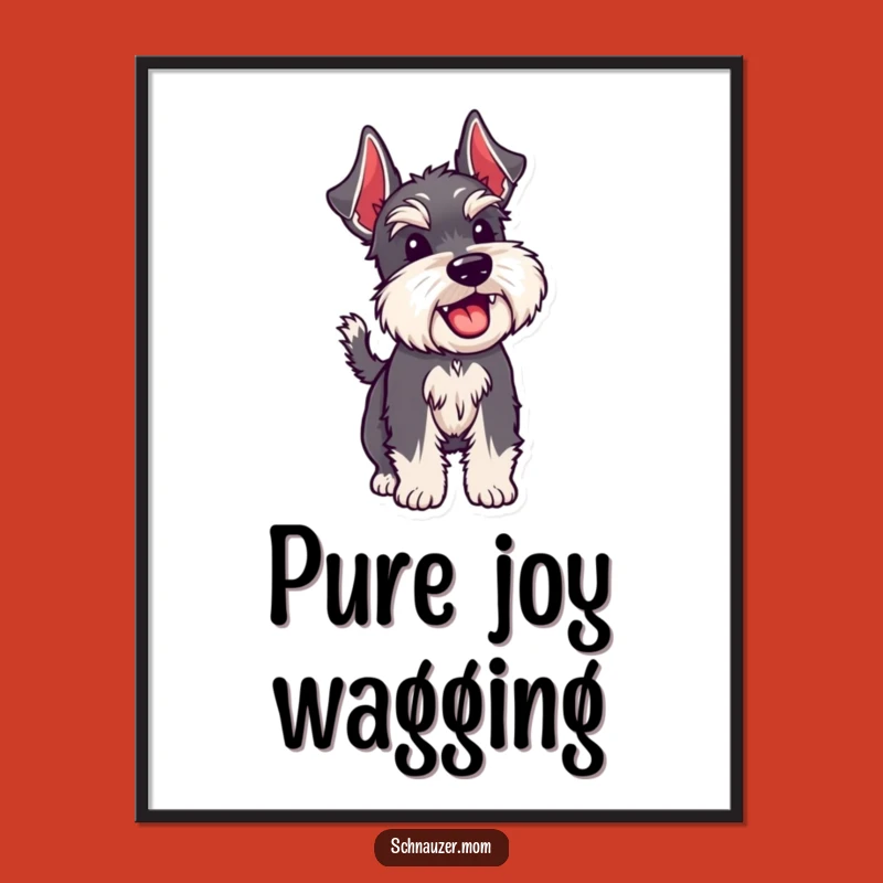 Funny Schnauzer Wagging Tail Digital Art - Instant Joyful Decor