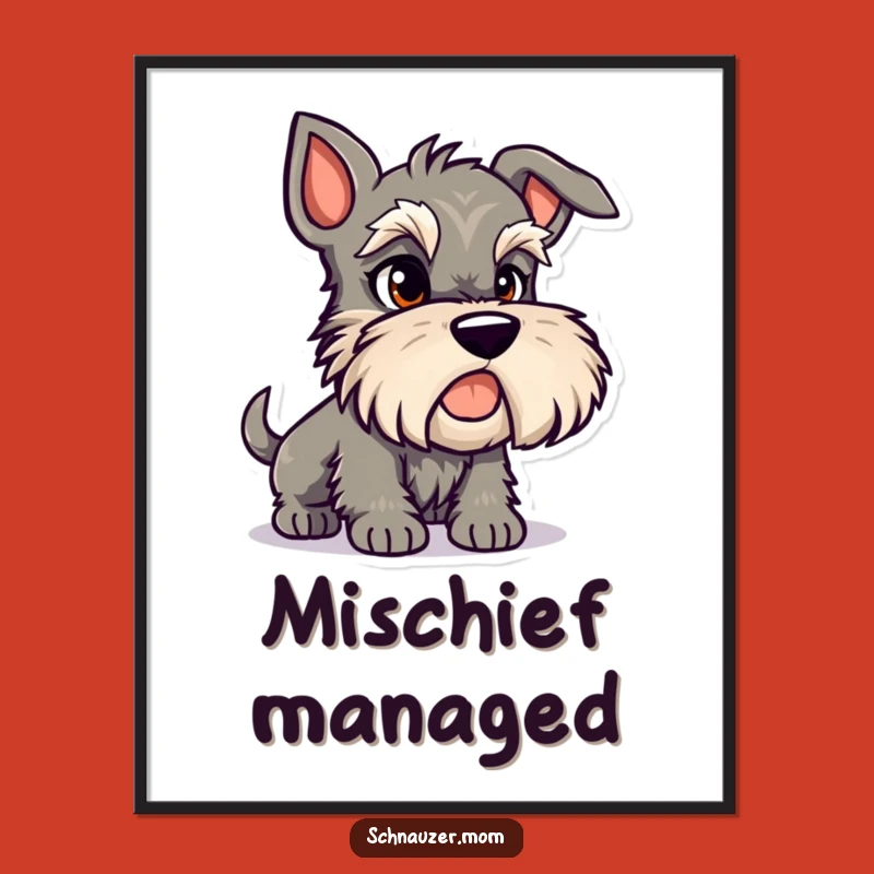 Funny Mischievous Schnauzer Digital Print: Instant Playful Dog Art!