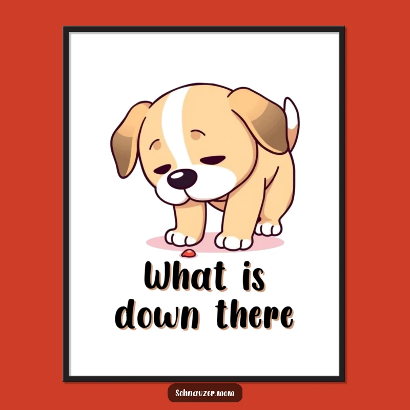 Funny Dog Digital Print: Focused Dog and Ground Sniffing for Instant Humorous Decor!