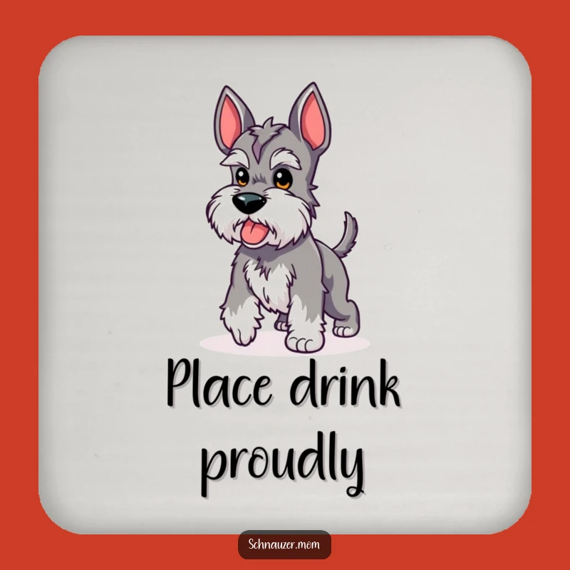 Funny Kawaii Schnauzer Coasters - Proud Strut Stubby Tail Drink Set Gift