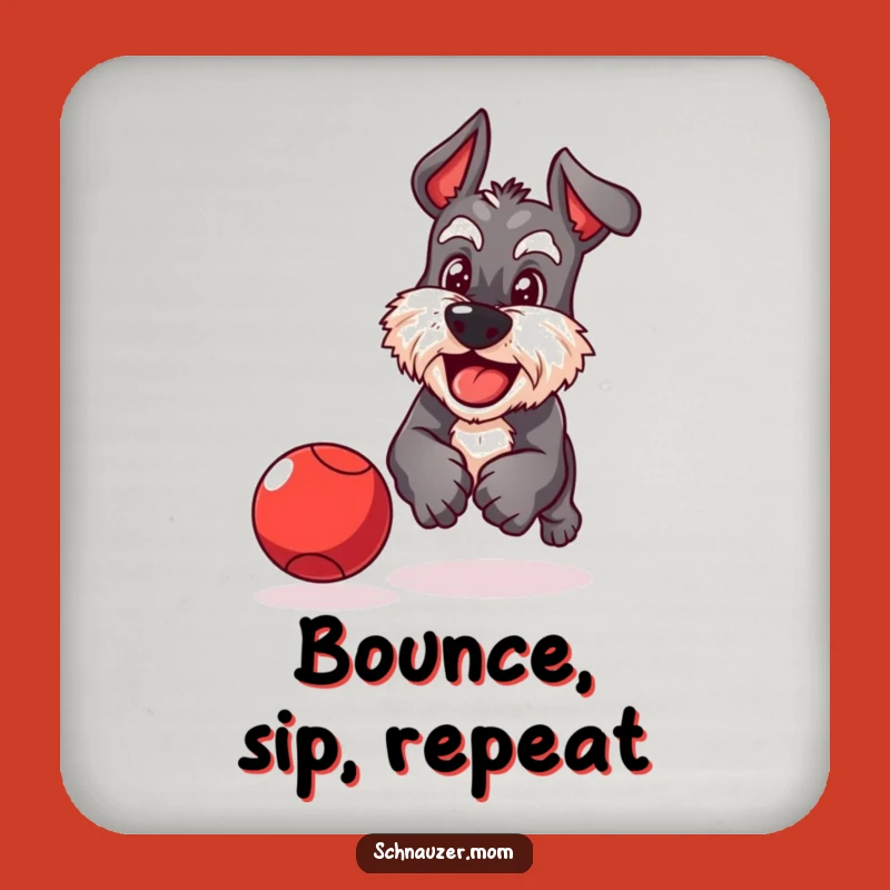 Funny Schnauzer Ball Chase Coaster - Protect Surfaces with Playful Grit
