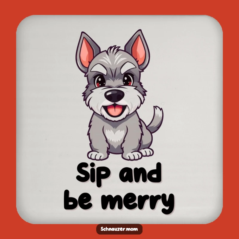 Funny Schnauzer Coaster - Happy Grin & Wag - Drink Protection Gift